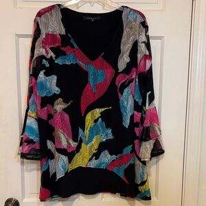 Calessa Black Colorful Elegant Blouse